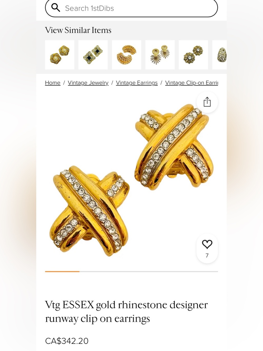 Vintage Essex Gold Tone Rhinestone Dome Clip On Earrings | Sculptural Statement - Picture 6 of 6